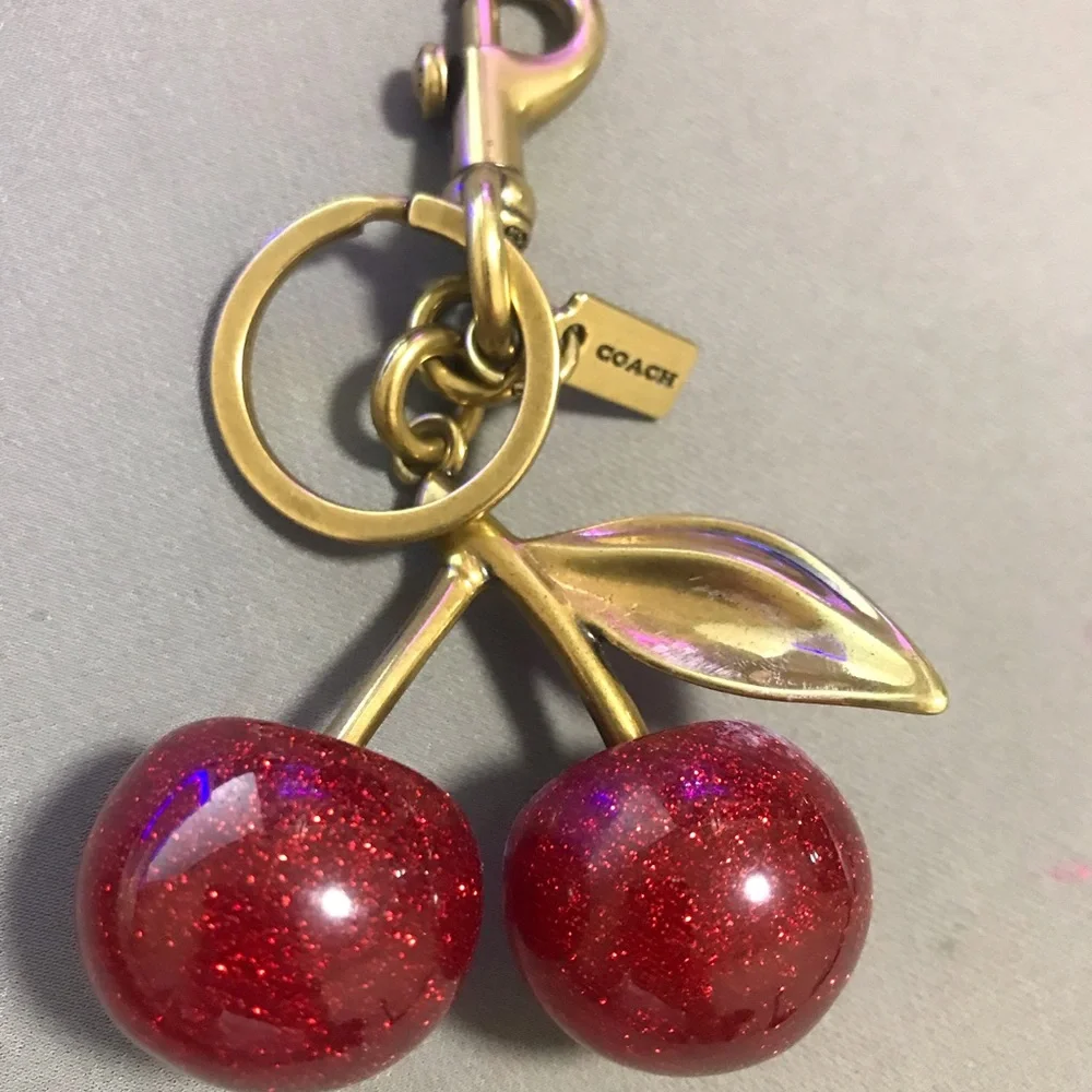 Coach Red Glitter Cherry Key Fob